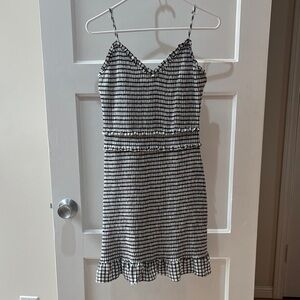 Skies Are Blue Black & White Checked Spaghetti-Strap Mini Dress
